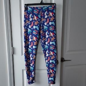 No Boundaries Kids Blue Holiday Leggings Medium